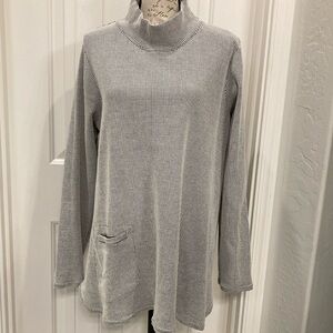 Fenini, Black & Cream, Long Sleeved, Mock Turtleneck Tunic, XL